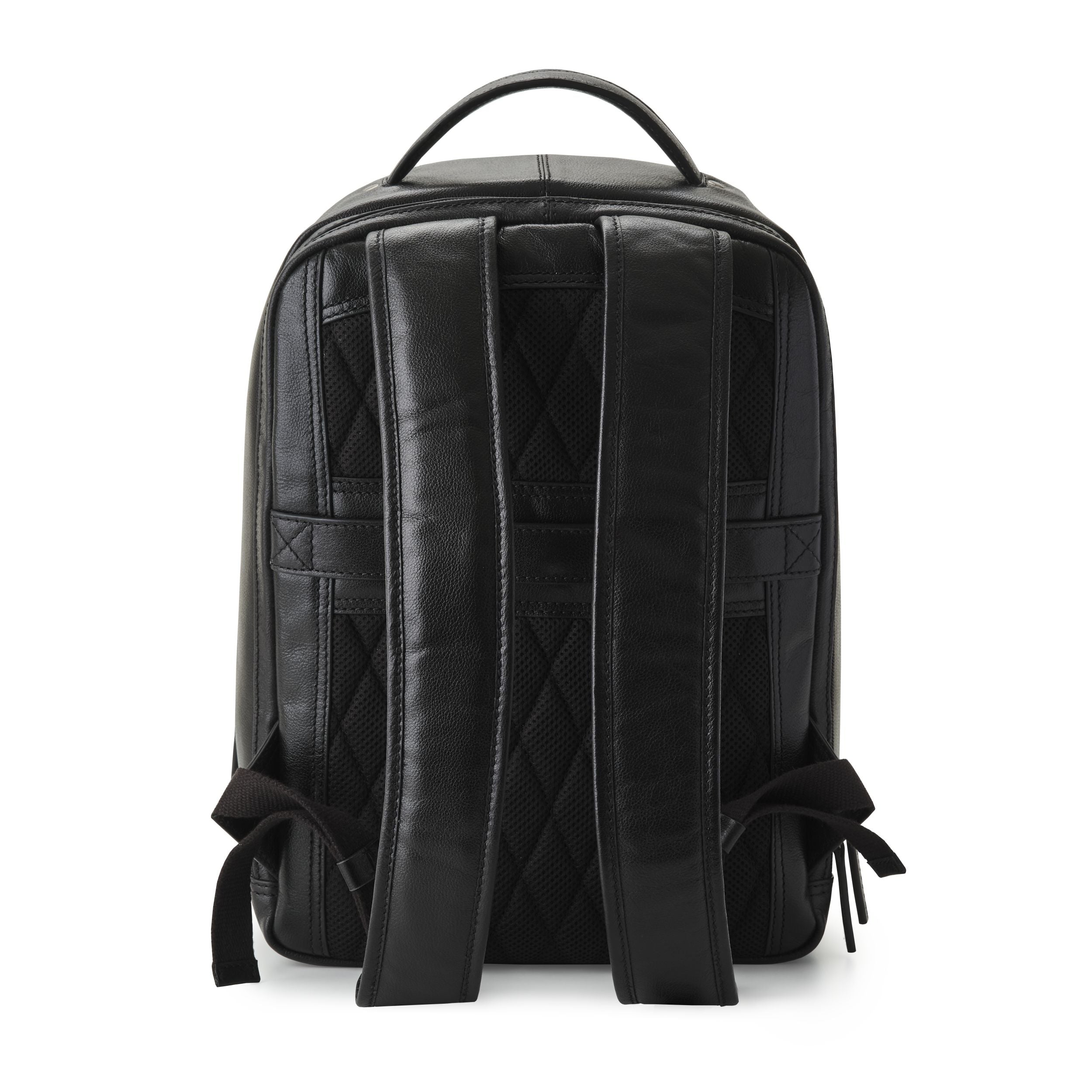 DR00547 - Leder Business Rucksack mit vielen Fächern und 15" Laptopfach Frederico für Herren und Damen in Luxus-Premium-Qualität in Schwarz - Rückseite