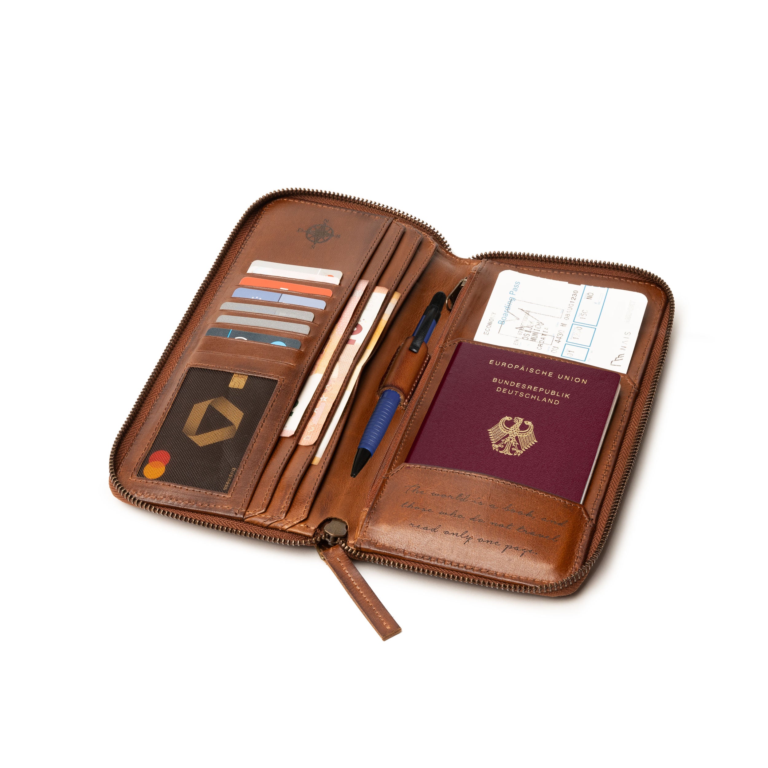 Coffret cadeau - Portefeuille de voyage et étiquette de bagage