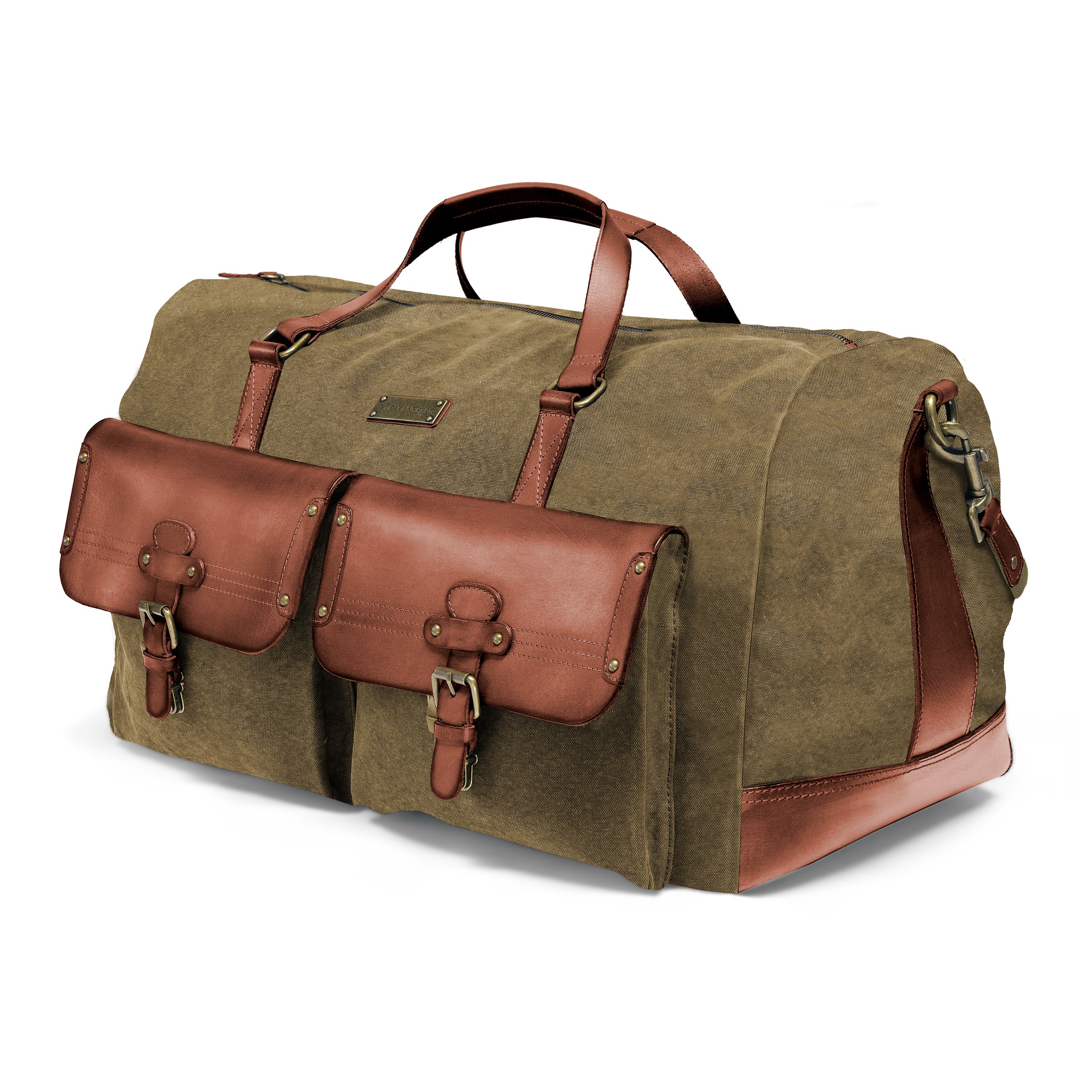 DR00124 - Große XL Reisetasche »Steve« Baumwolle, Leder, Safari-Style | Oliv-Grün, Hauptansicht