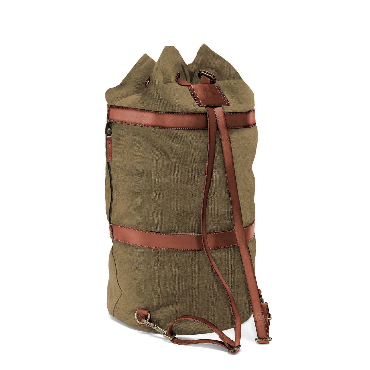 DR00125 - Großer Seesack »Robin« (L) und Rucksack aus Baumwolle und Leder | Oliv-Grün, Hauptansicht