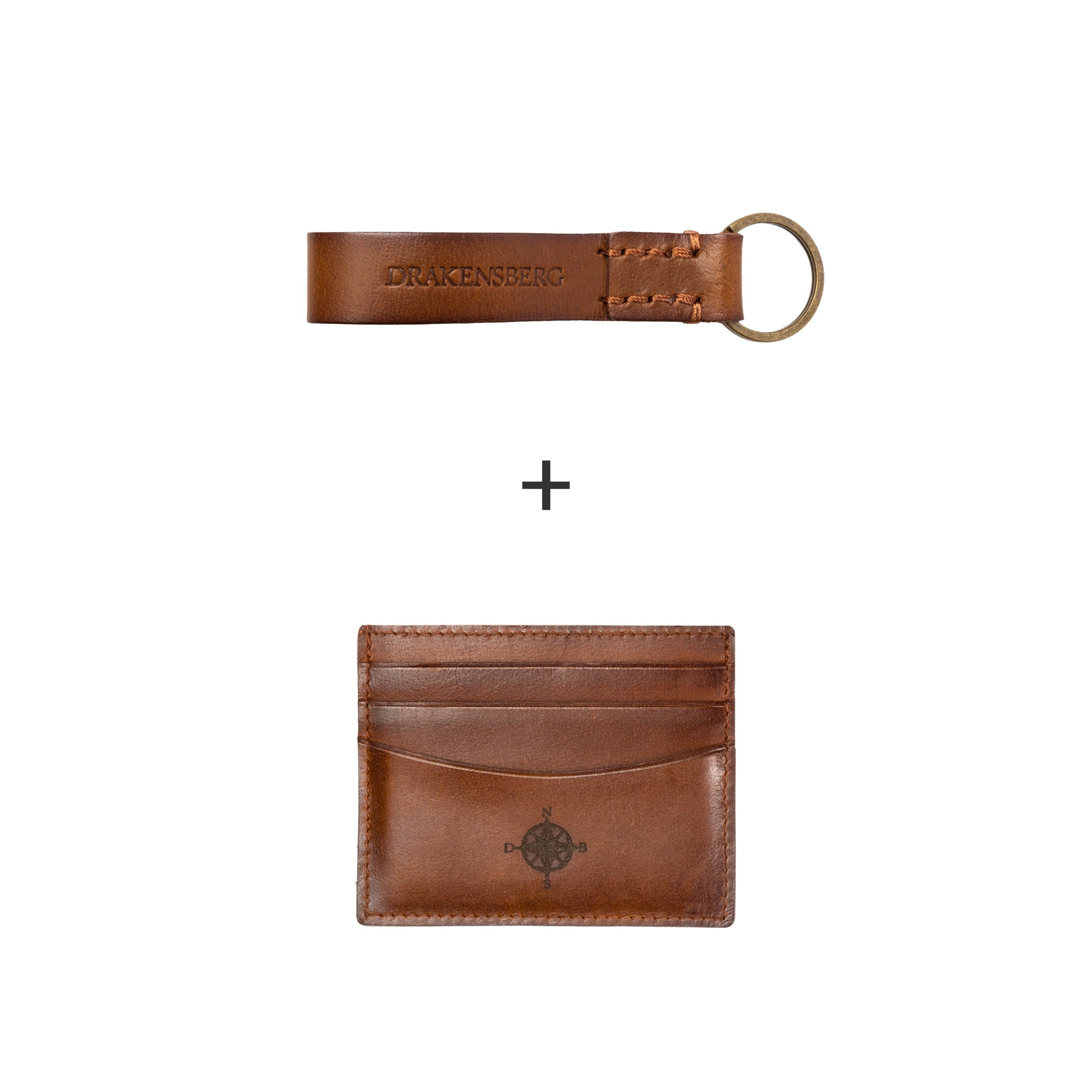Leather card holder with keyring clearance